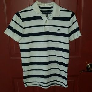 COPY - Aeropostale Navy Blue White Stripped Polo …